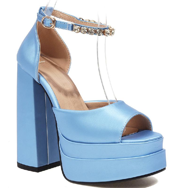 

Модные сексуальные женские босоножки на высоком каблуке, летние туфли на платформе, синие, красные, золотые, на каблуке, свадебные туфли для вечеринок, женские, большого размера 45 40 синий