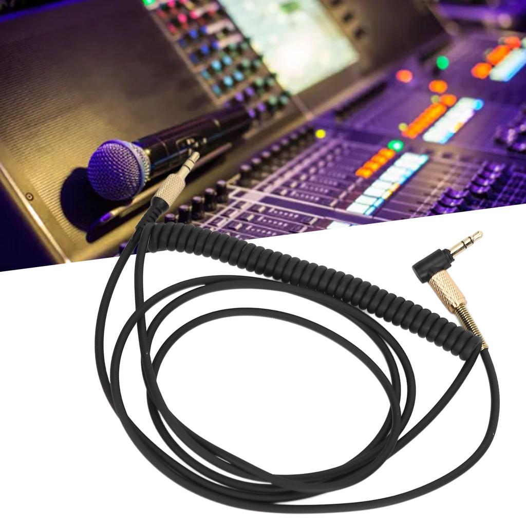 3.5mm Coiled Cable Male to Male Gold Plated with Spring Steel for Major 3 III 2 II Headphones ANC Monitor