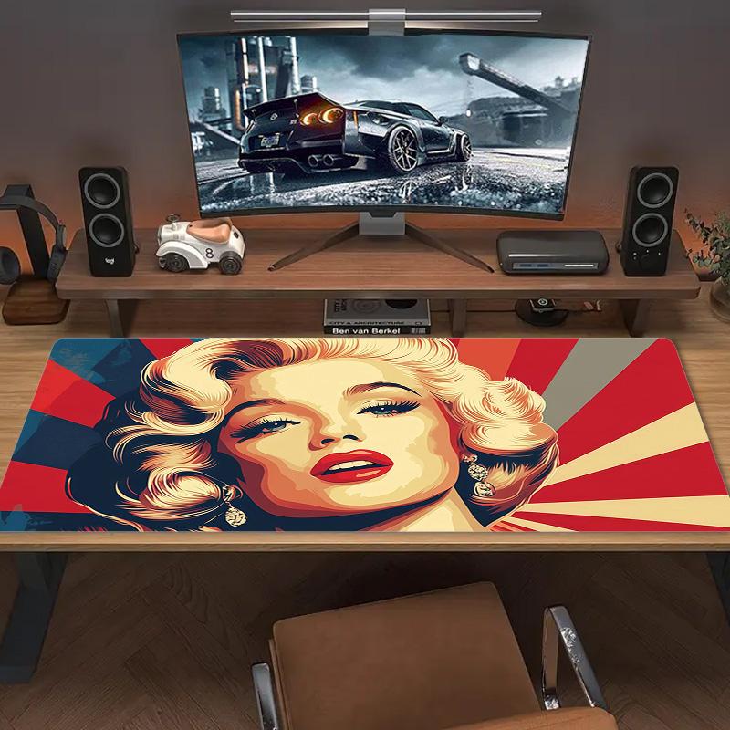 Marilyn Monroe Print Cushion Non-slip Laptop Tablet Big Mousepad XXL Mat Mini PC Playmat With Lock edge