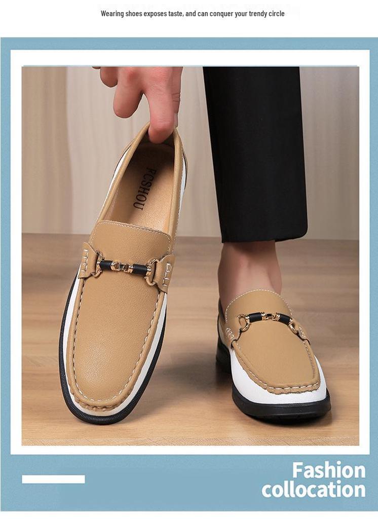 25366 Men's Spring/Summer Low-Top Leather Loafers - Breathable Perforated Design