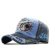 Trendy Shark Pattern Washed Baseball Cap for Men Women, Outdoor Fishing Sun Hat, Unisex Vintage Hip Hop Flat Brim Caps