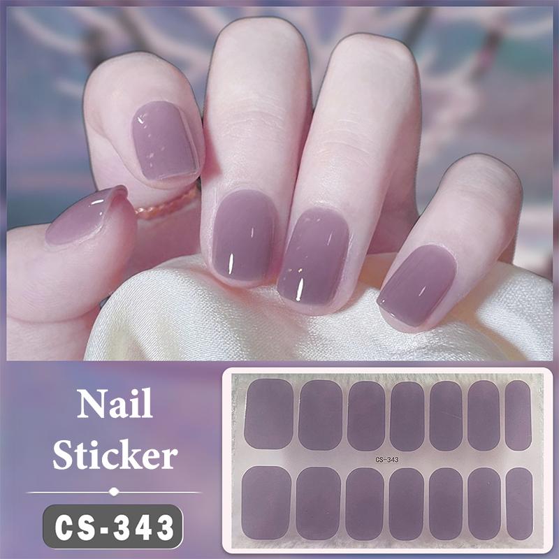 No Baking Lamp Waterproof Nail Wraps Full Cover Nail Stickers Solid Color 14 Nails/Set Multi Color Nail Art Look Patch Firm