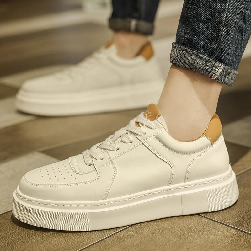 Fashion Spring Autumn Leather Casual Sneakers for Men Fashion Soft-soled Non-slip Men's Board Shoes Designer Platform Male Sports Shoes