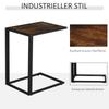 Mesa Lateral em Forma de C, Mesa de Cabeceira com Estrutura de Metal, Mesa de Apoio Decorativa para Sofá na Sala de Estar, Quarto, Marrom e Preto