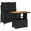 2 Piece Outdoor Dining Set with Cushions Black Poly Rattan