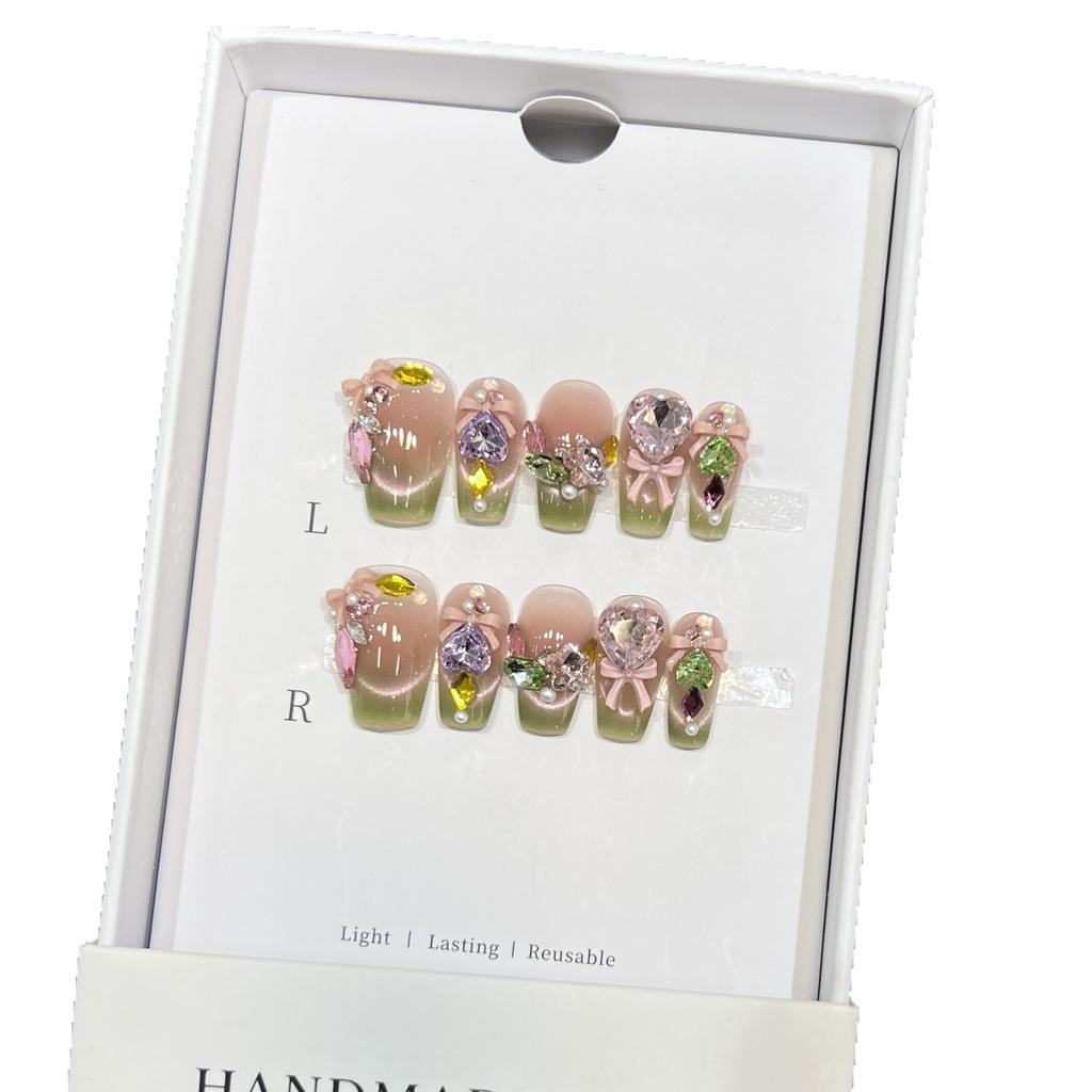 Pure Hand-wearing Armor High-end Smile French Pile Diamond Butterfly Manicure