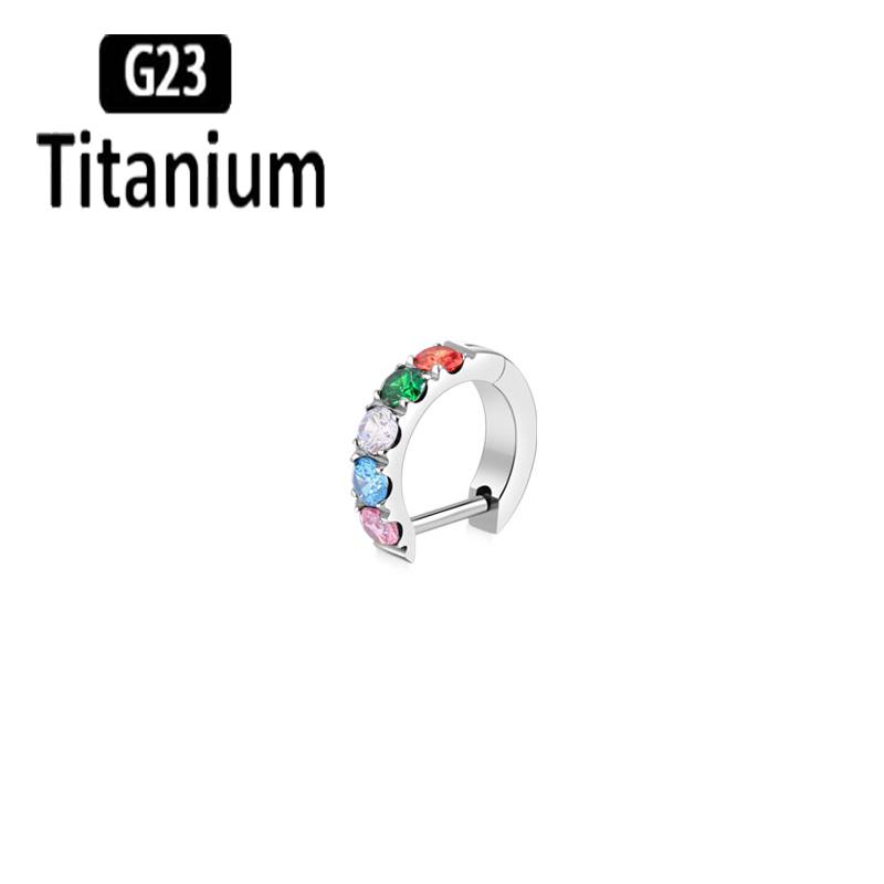 G23 Titanový Piercing Kloubový Segmentový Septum Kruh Nosní Kroužky Clicker Ušní Chrupavka Tragus Helix Body Šperky 16G D-tvarovaný Náušník