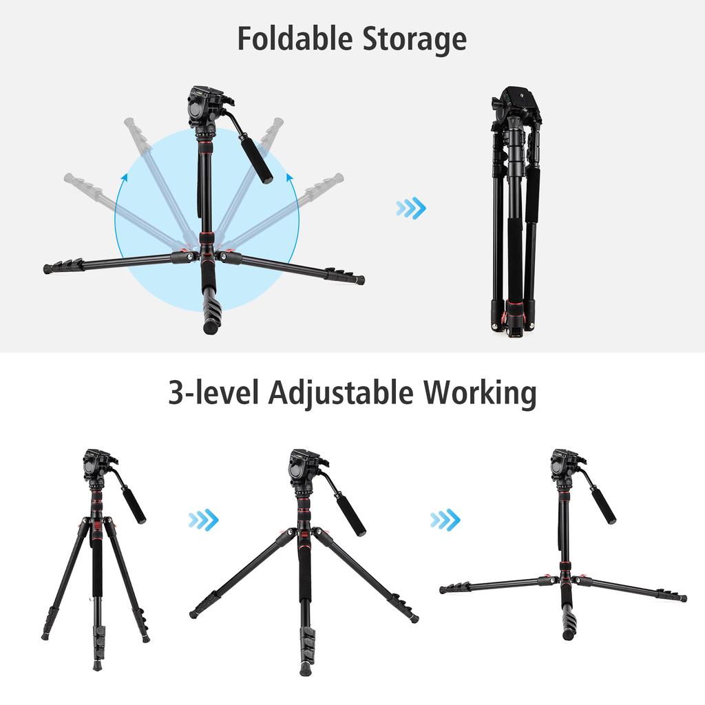 Andoer Professional Portable Aluminum Camera Tripod Stand Monopod 200cm/78.7inch 4-Section