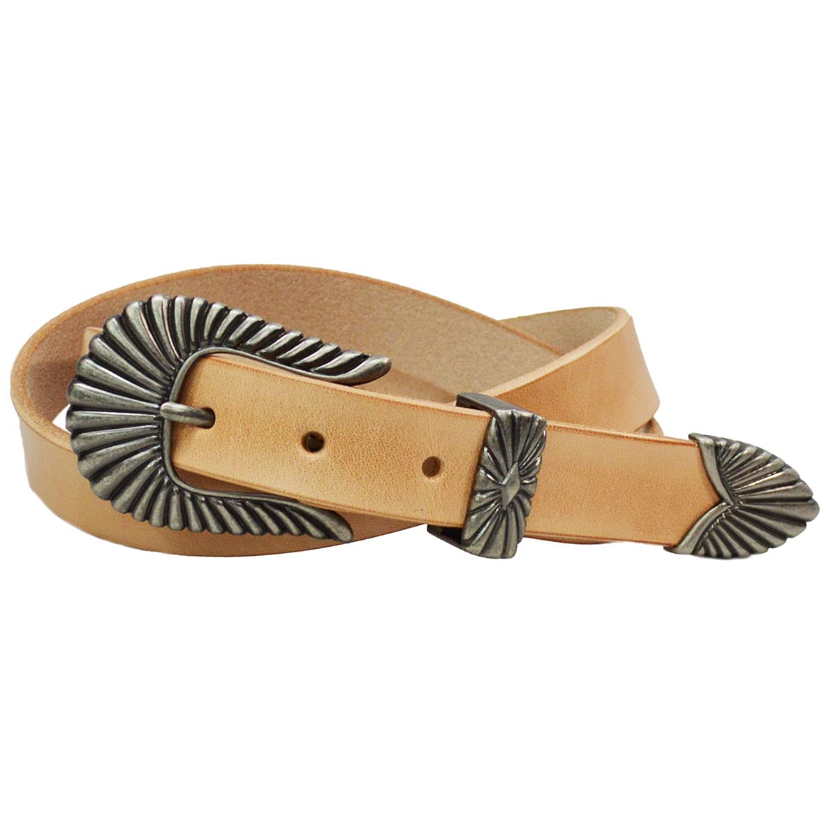 Voodoo Cats Western 25mm Genuine Cowhide Tochigi and Made in Japan Belt, Wide, 3-Point Clasp, Leather, Leather, Men s Women s, (NATURAL)