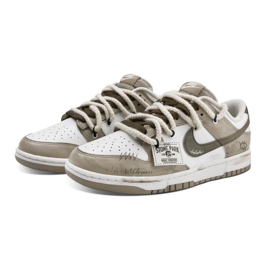 Nike Dunk Wild Trail Slip Resistant Abrasion Resistant Low Top Skateboard Shoes Unisex White Brown HQ1175-240(Team717- )