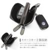 GROOVE GEAR Key Double Holds 2 Smart Key Genuine Leather Carbon Smart Key Navy Case, Zipper, Keys, Compatible, Men's Leather, Case, Ggs-2003,