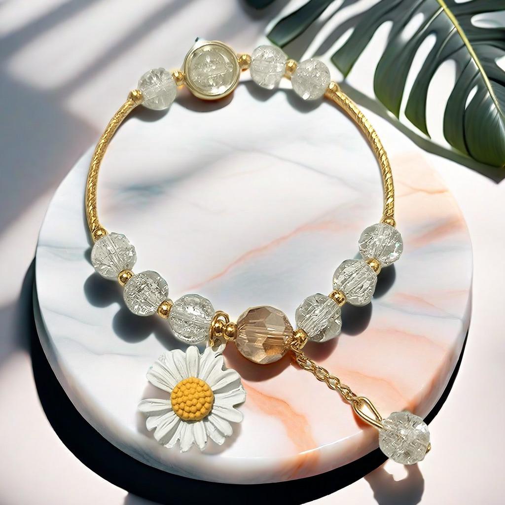 Crystal Daisy Burst Bracelet - Sweet Floral Design, Niche High-End Cross-Border Bestseller