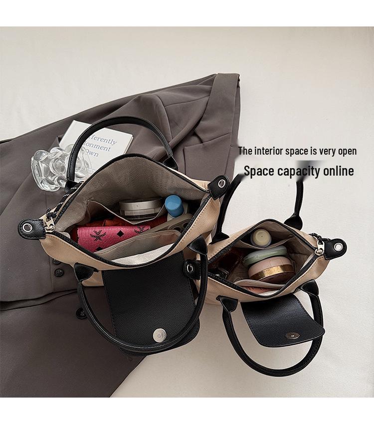 Minimalist Color-Block Oxford Cloth Handbag: Versatile, Fashionable Shoulder Bag with Unique Texture.