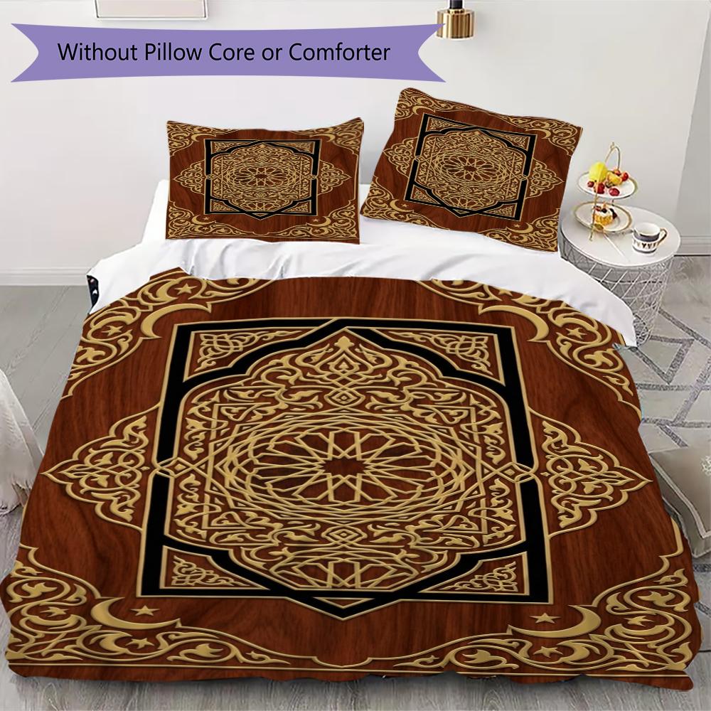 Muslim Pattern Bedding uilt Set uilt Cover Pillowcase Home Decoration Birthday Gift (1 * duvet cover + 2 * pillowcase  without core)129