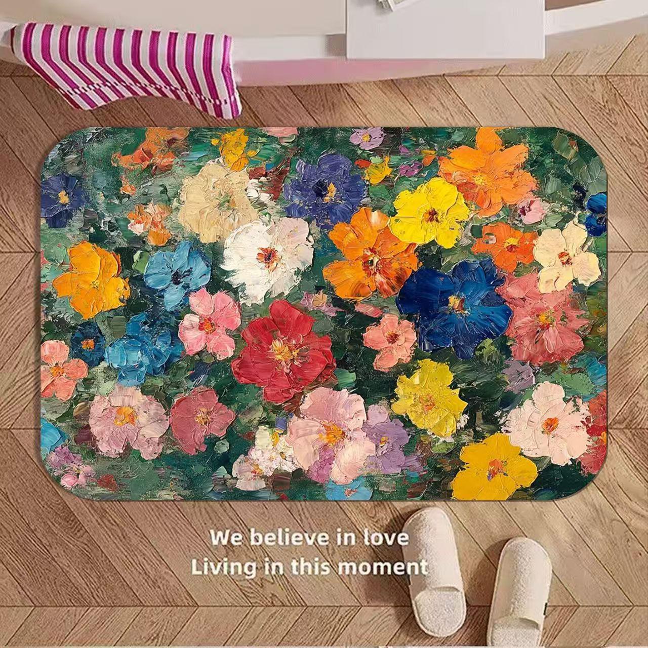 

Цветочная масляная живопись Диатомовая земля Абсорбирующий Нескользящий Быстросохнущий Коврик для ванной 30*40 cm