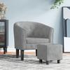Vidaxl Club Armchair with Footstool, Light Grey, Upholstered In Velvet