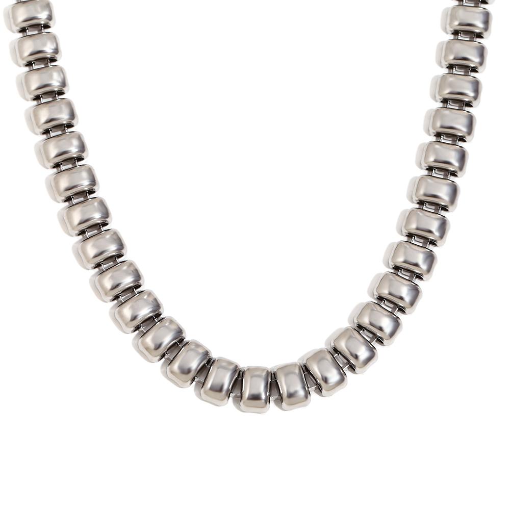 

MamacitaSlay Unique Cool 316L Stainless Steel Wide Chain Necklace Hip Hop Party Waterproof Neck Jewelry Women s Charm Jewelry 42cm серебряный