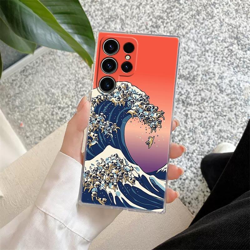 Big Wave Dragon God Sea S25FE Clear Case For Samsung Galaxy S26 S25 S24 S23 Ultra S20 S21 FE S22 Plus S26 Ultra Soft Phone Cover
