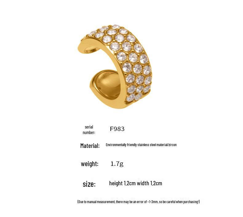 Oumeka Zlatem plátovaná náušnice zirkonového diamantu 18K - Nerezová ocel, která nebledne