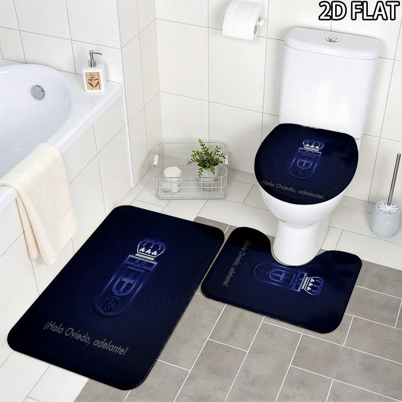 3pcs Real Oviedo Pattern Flannel Nonslip Absorbent Washable Decorative Bathroom Home Toilet Seat Cover Mat