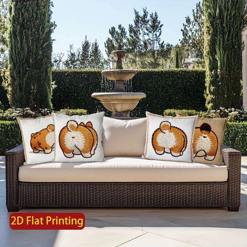 2D Corgi Butt Patterns: Adorable Pillow Covers Pattern Cushion Cover Suitable For Sofa Bedroom Car Pillow Cover
