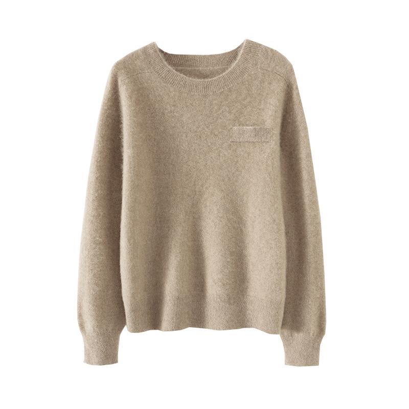 2023 Women's Cashmere Wool Knit Pullover - Solid Color, Versatile, Round Neck Base Layer