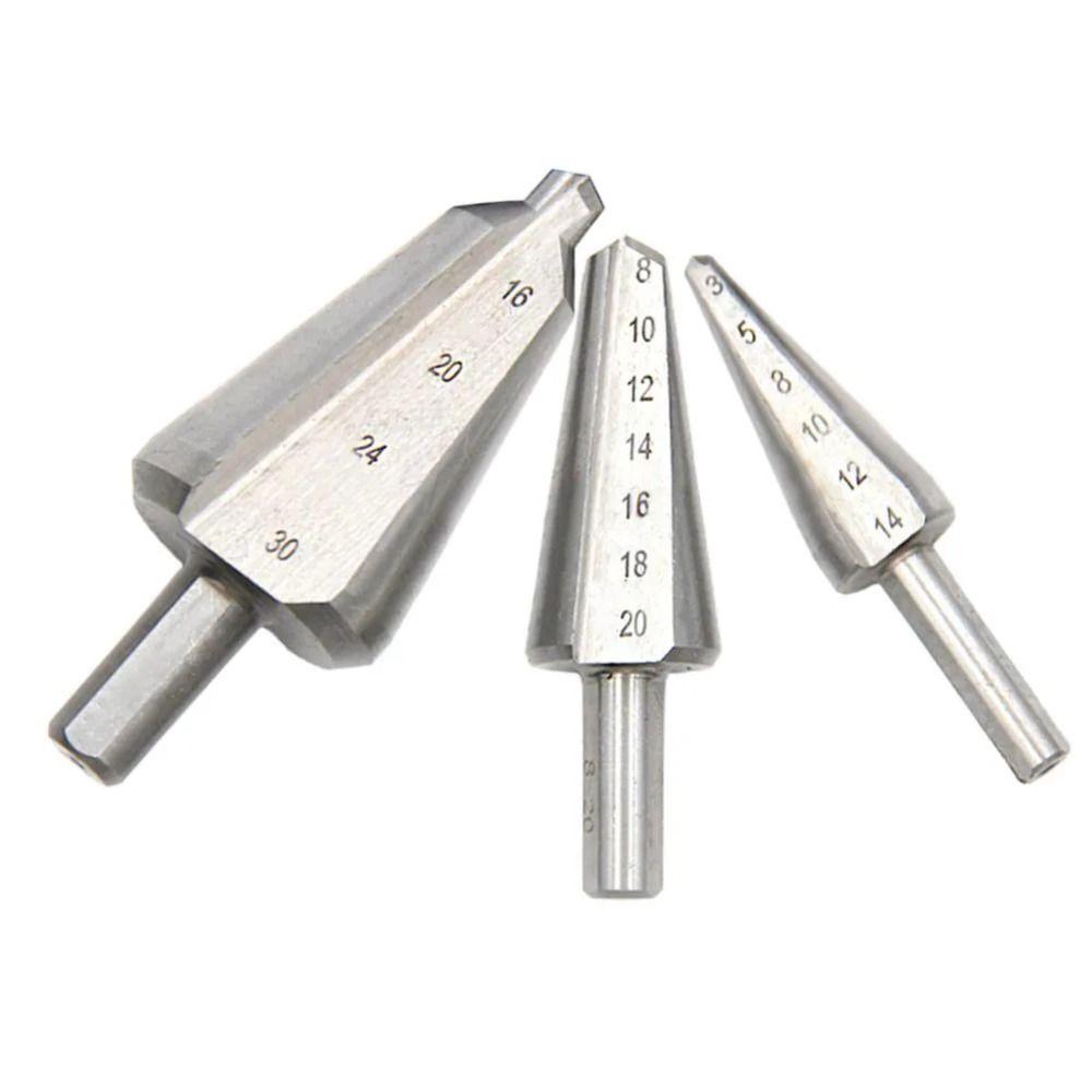 3Pcs Wood Metal Hole Taper Drill Bits HSS Hole Opener Portable Hole Expansion Drill Bit