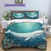 Sea Fish Ink Painting Pattern Bedding Home Decoration Birthday Gift (1 * duvet cover + 2 * pillowcase, without core)