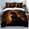 Black cat, fiery hieroglyphs. Bedding sets Duvet cover sets Duvet covers Pillowcases(1 * Duvet Cover 2 * Pillowcases without duvet insert)