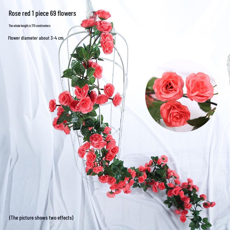 Artificial Rose Vine for Air Conditioning Pipe and Staircase Decoration