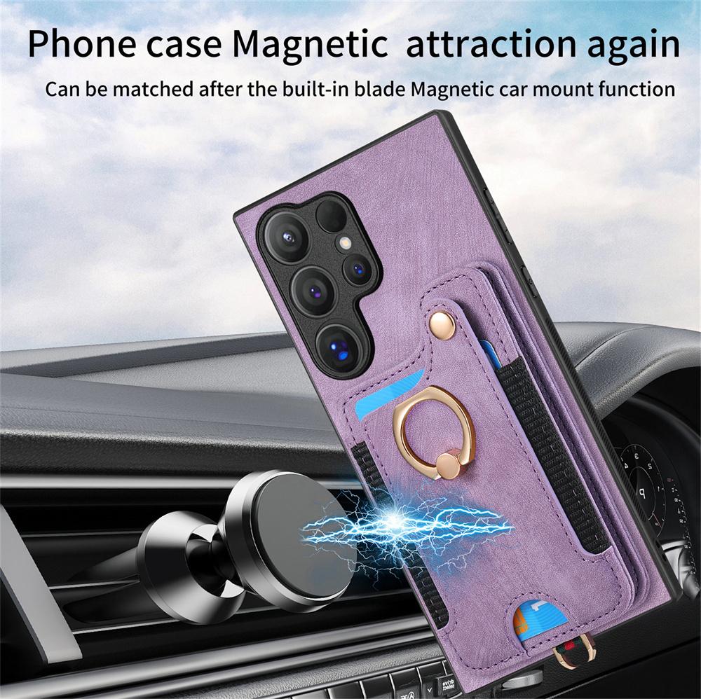 Wrist Strap Phone Case for Samsung Galaxy S24 S23 FE S25 S22 Ultra Plus A16 A06 A36 A56 A55 Ring Bracket Wallet Card Slot Cover