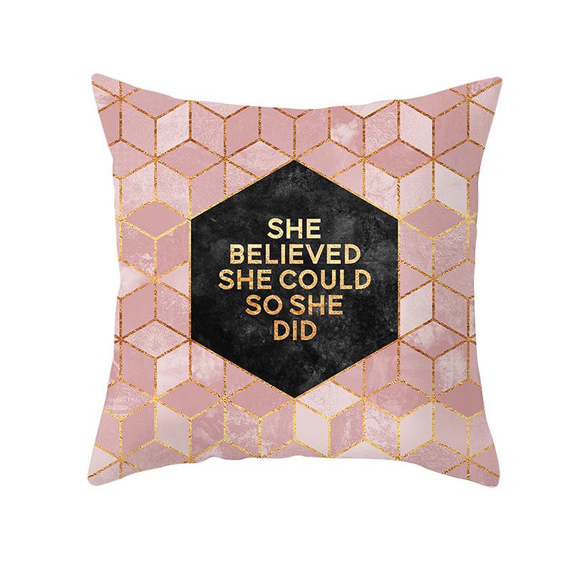 Geometric Sofa Pillow Cover Peach Skin Creative Home Office Cushion Cover Car Cushion
