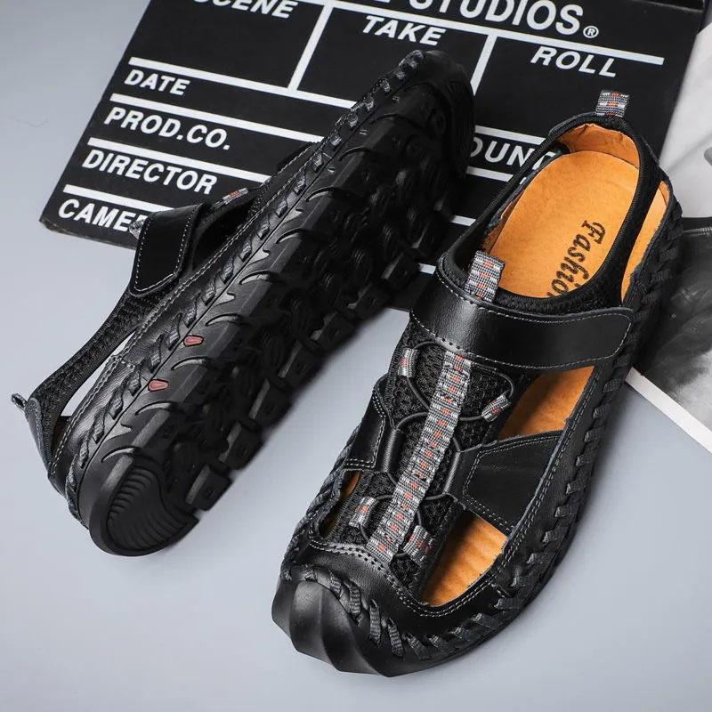 Sandály Pánské Sandály z hovězí kůže Měkká podrážka Prodyšné Protiskluzové boty Trend Všechno ladí Letní sandály Sportovní Vodotěsné sandály