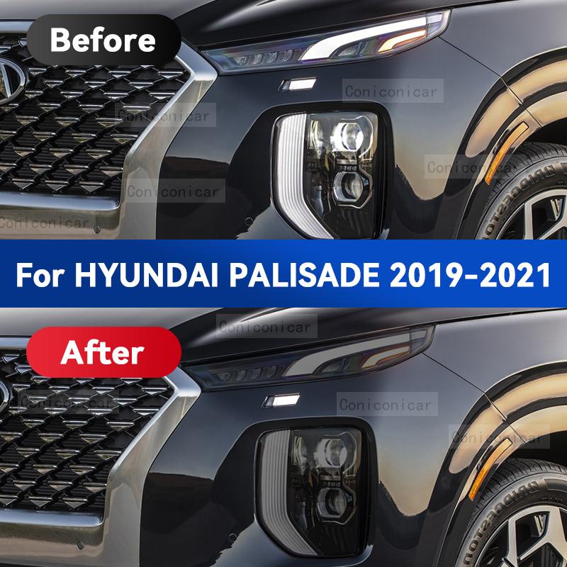 For HYUNDAI PALISADE 2019-2021 Car Headlight Black TPU Protective Cover Film Front Light Tint Change Color Sticker Accessories