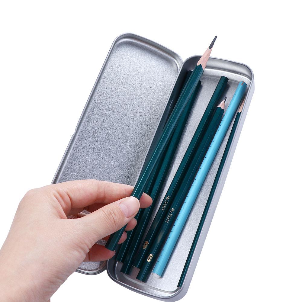 Kids Silver Single Layer Student Pen Box Pencil Box Stationery Box Pencil Storage Box Pencil Case
