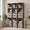Bookcase with Drawers Adjustable Shelf Bookshelf with 2 Drawers and Cabinet 158 cm Grey