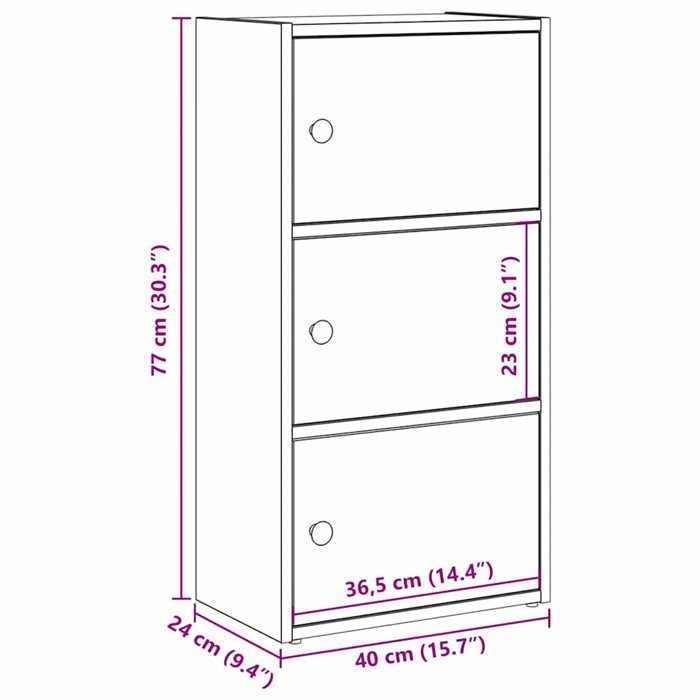 VidaXL Bibliothèque gris béton 40x24x77 cm bois d'ingénierie, étagère à livres, support de rangement, support à livres, 860367