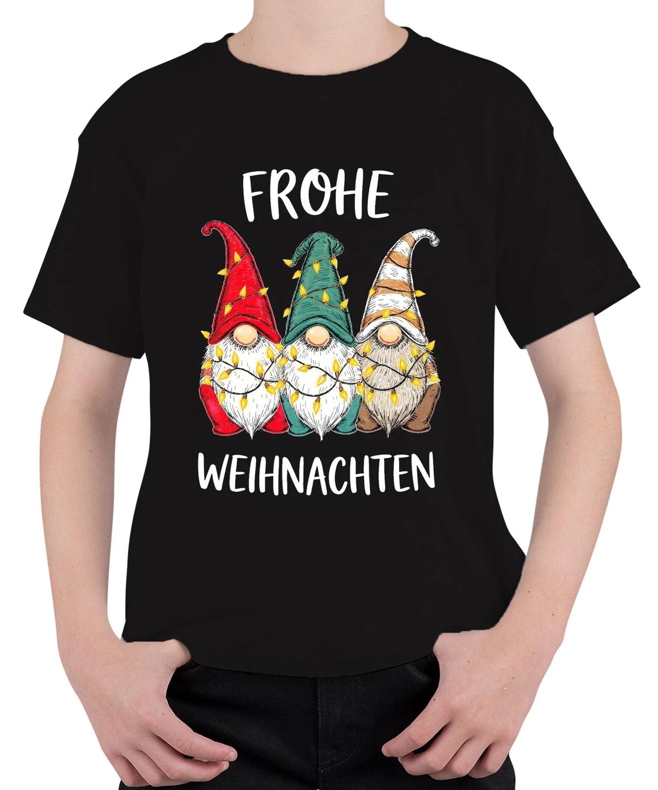 Frohe Weihnachten Weihnachtswichtel Lichterkette Niedlich Gnom Unisex Kinder T-S M