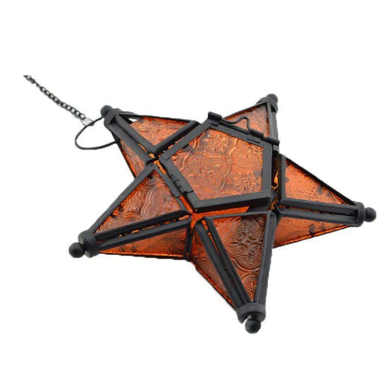 Moroccan Star Hanging Candle Holder – Colorful Lantern for Home & Bar Decor