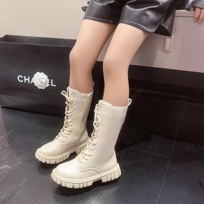 Bottes hautes classiques pour filles, couleur unie, mode enfant, bottes décontractées polyvalentes, antidérapantes, bottes en cuir pour enfants, fermeture éclair latérale simple