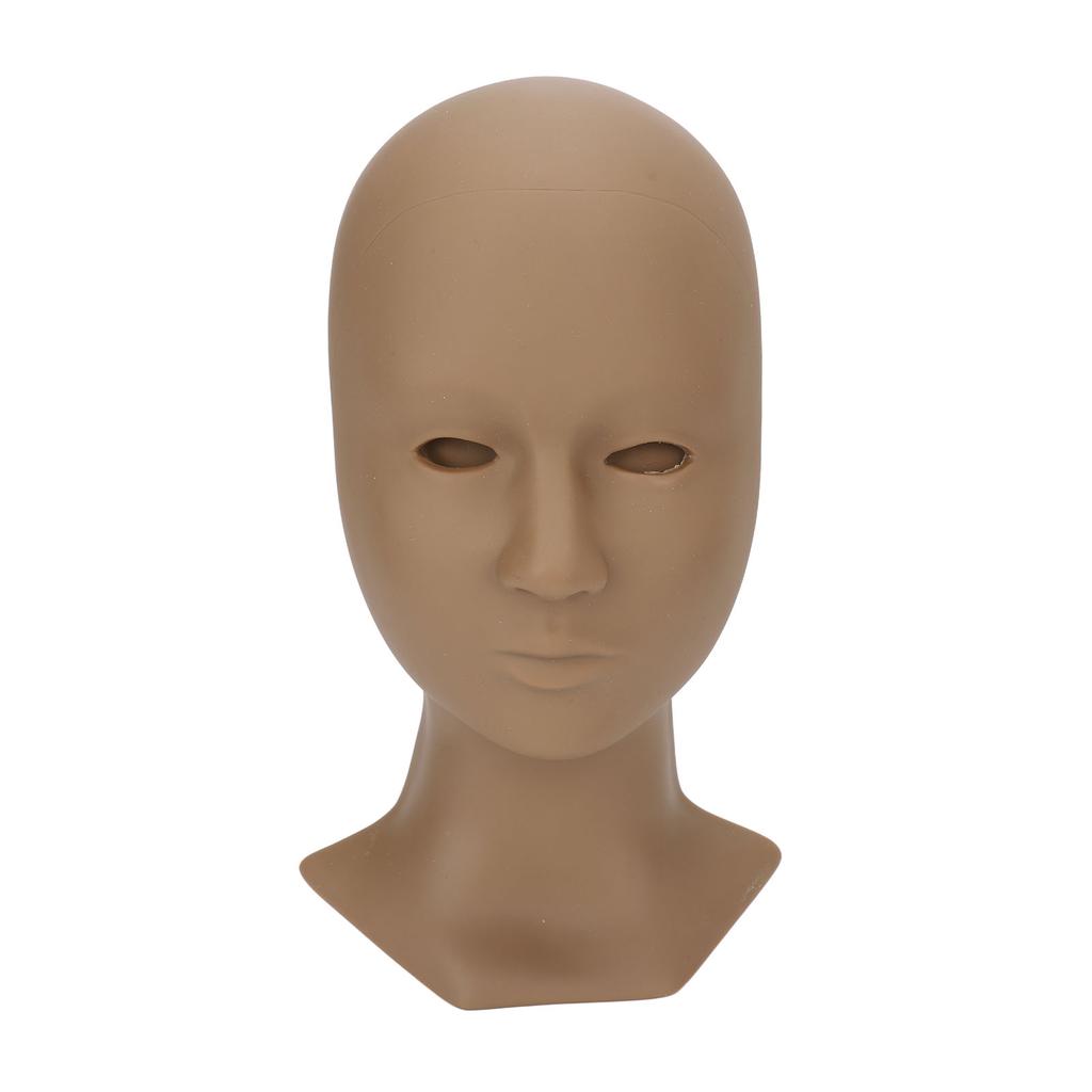 Eyelash Extensions Training Mannequin Head Soft Silicone Removable Eyelids Lifelike Practice Head Coffee(11.02 X 6.1 X