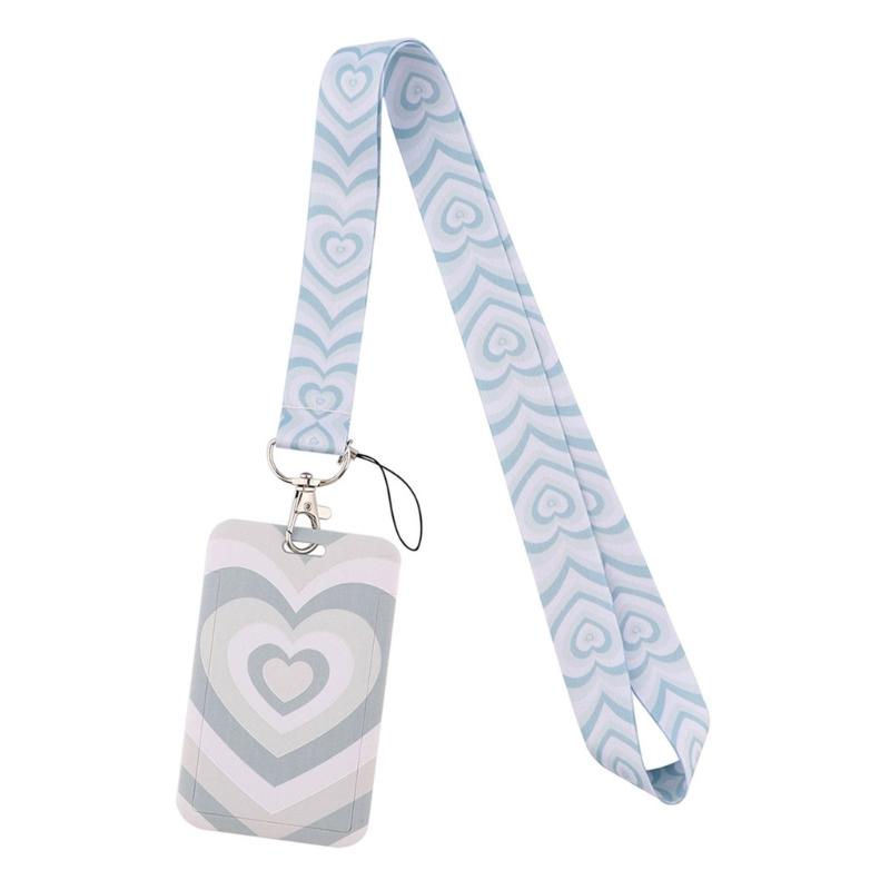 Lanyard mit Kartenetui Herzmuster ABS Kartenhalter Handy-Lanyard Kartenhülle für Arbeit Ausweishalter Buskarte Schlüsselzubehör