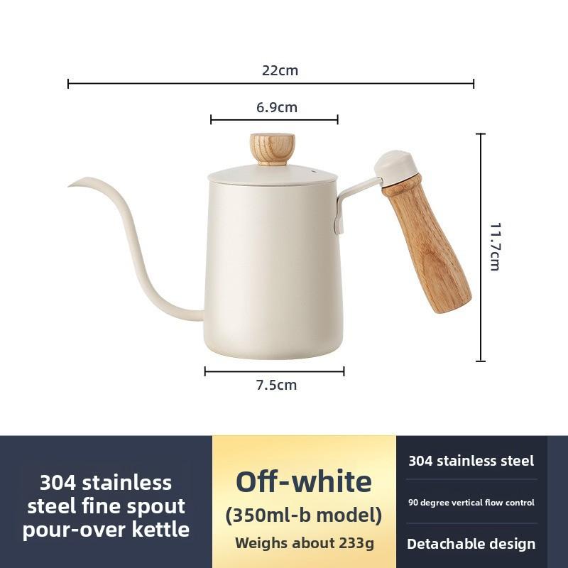 304 Stainless Steel Wooden Handle Espresso Coffee Pot for Home and Commercial Use, Long Spout and Fine Nozzle Drip Coffee Maker for Brewing