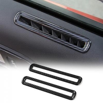 2pcs Interior Door Air Vent Frame Trim Cover For Ford Mustang 2015+ Carbon Fiber