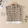 ZANZEA Women Casual Turn Down Collar Sleeveless Plaid Print Blouse