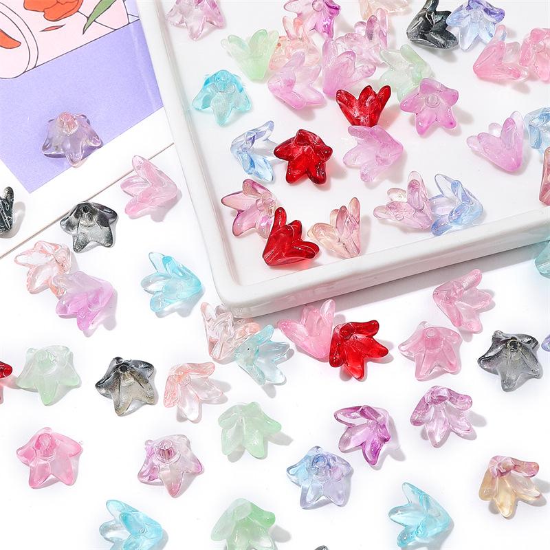 

ZW52 20pcs 10x13mm Colorful Lily Cute Flower Glass Bead Charm Handmade Diy Earrings Necklace Bracelet Jewelry Accessories 10x13mm(20pcs)