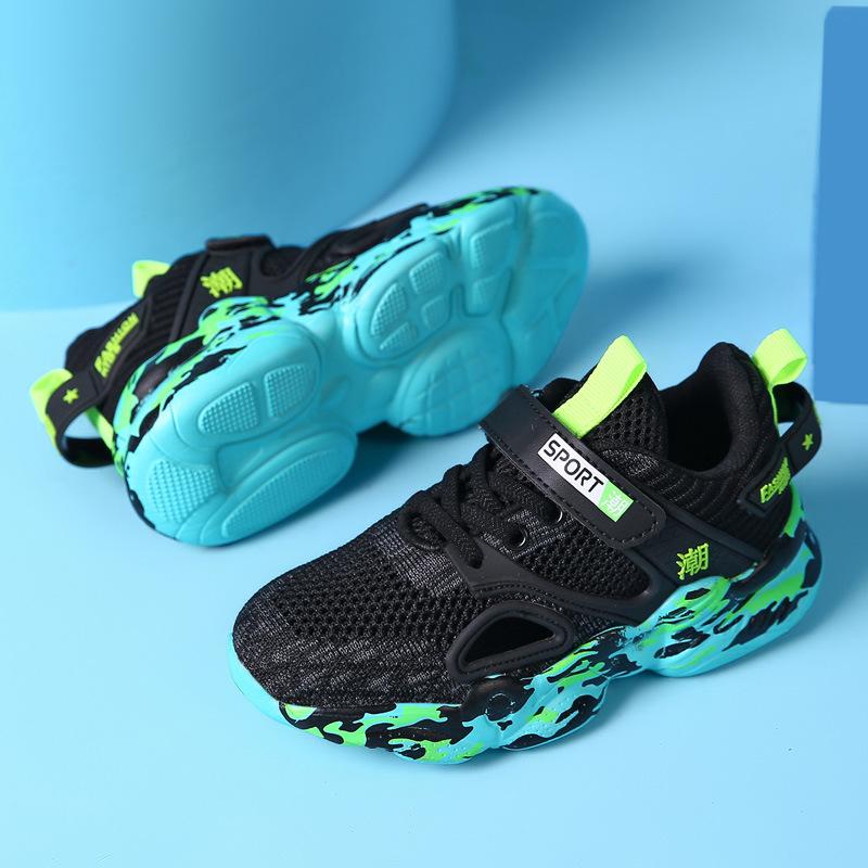 Children's Sports Shoes Boys' Students Spring and Summer Mesh Hollow Running Shoes Teens Middle-aged and Older Children's Breathable Casual Shoes