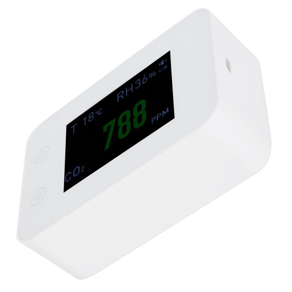 2.8in Air Quality Detector Infrared Induction Digital CO2 PM2.5 Tester USB Charging White