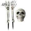 Halloween Skelett-Pfähle Realistischer Pfahl, Gruselige Totenkopf-Hand Gartendekoration für Schilder Außenbereich Garten Rasen Friedhof Dekoration Menschlicher Knochen