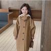 "2024 Girls' Medium/Large Woolen Winter Coat: Korean-Style Loose Cardigan Windbreaker"